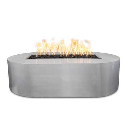 The Outdoor Plus 72 Rectangular Bispo Fire Pit - Stainless Steel - Spark Ignition with Flame Sense - Liquid Propane OPT-BSPSS72FSEN-LP